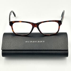 Burberry Eyeglasses Frames Brown Tortoiseshell Plaid Temple 52 15 135‎ Hard Case